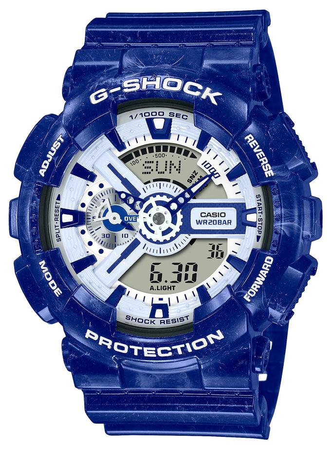 G-SHOCK GA110BWP-2A Blue Porcelain Watch On Sale